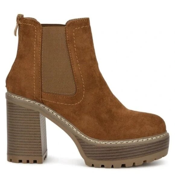 Olivia Miller Emily Chelsea Platform Booties in Cognac - Picture 3 of 5